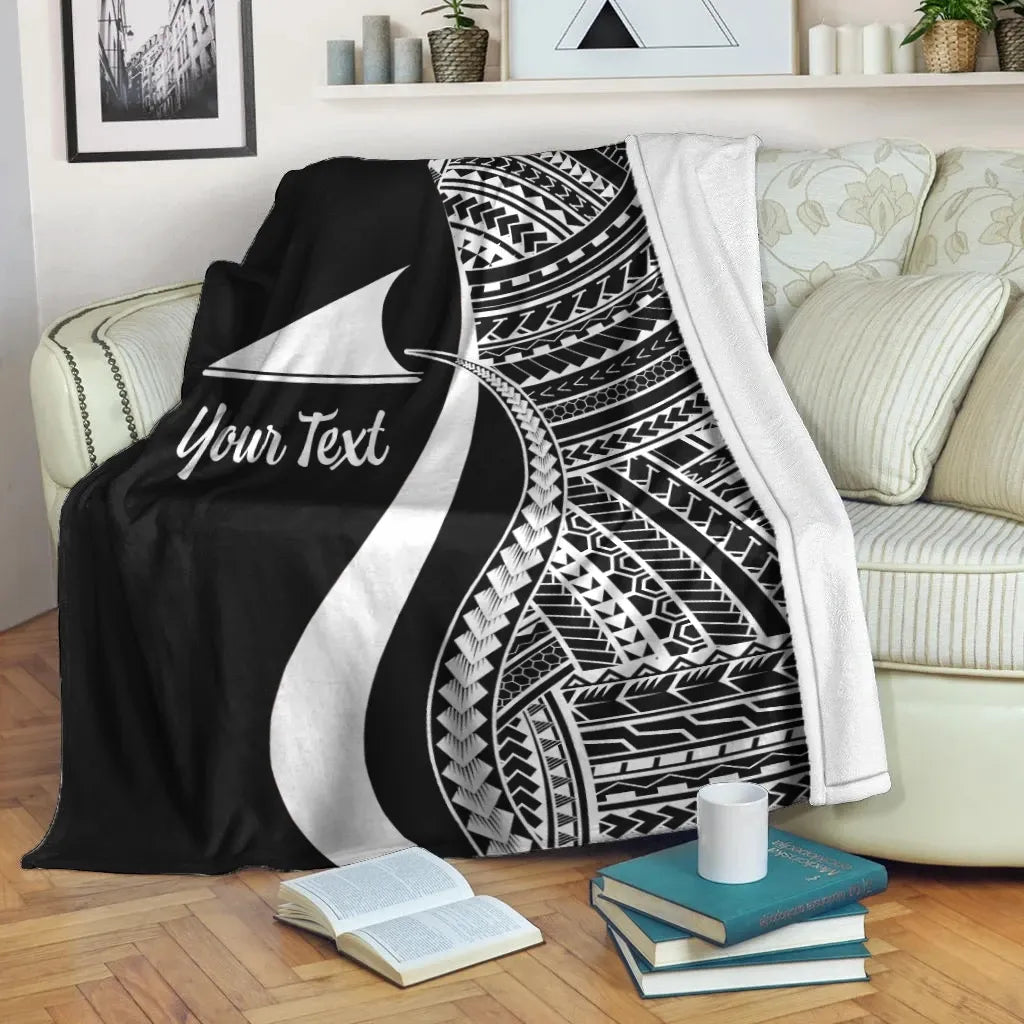 Tokelau Custom Personalised Premium Blanket - White Polynesian Tentacle Tribal Pattern