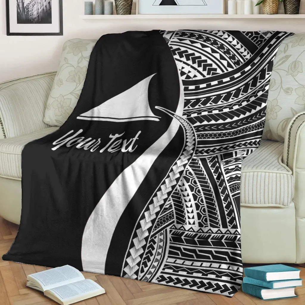 Tokelau Custom Personalised Premium Blanket - White Polynesian Tentacle Tribal Pattern