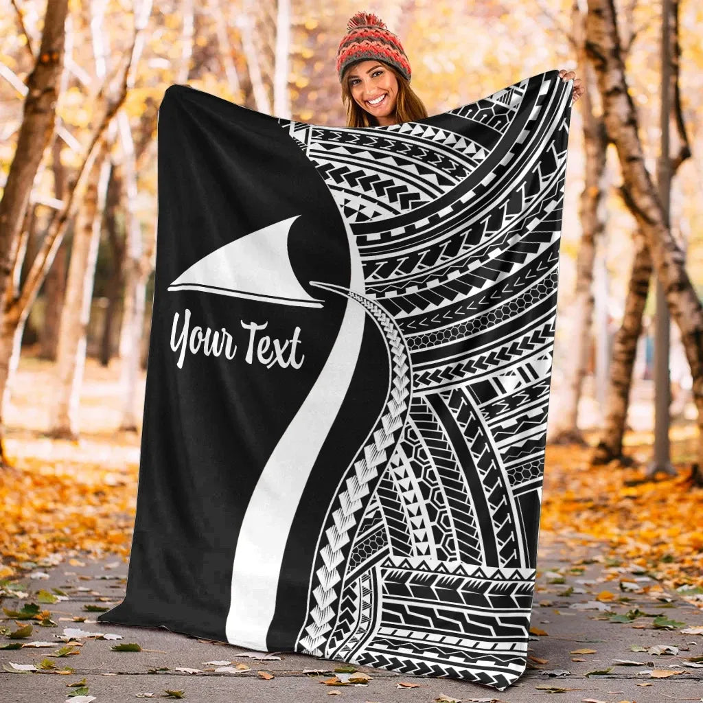 Tokelau Custom Personalised Premium Blanket - White Polynesian Tentacle Tribal Pattern
