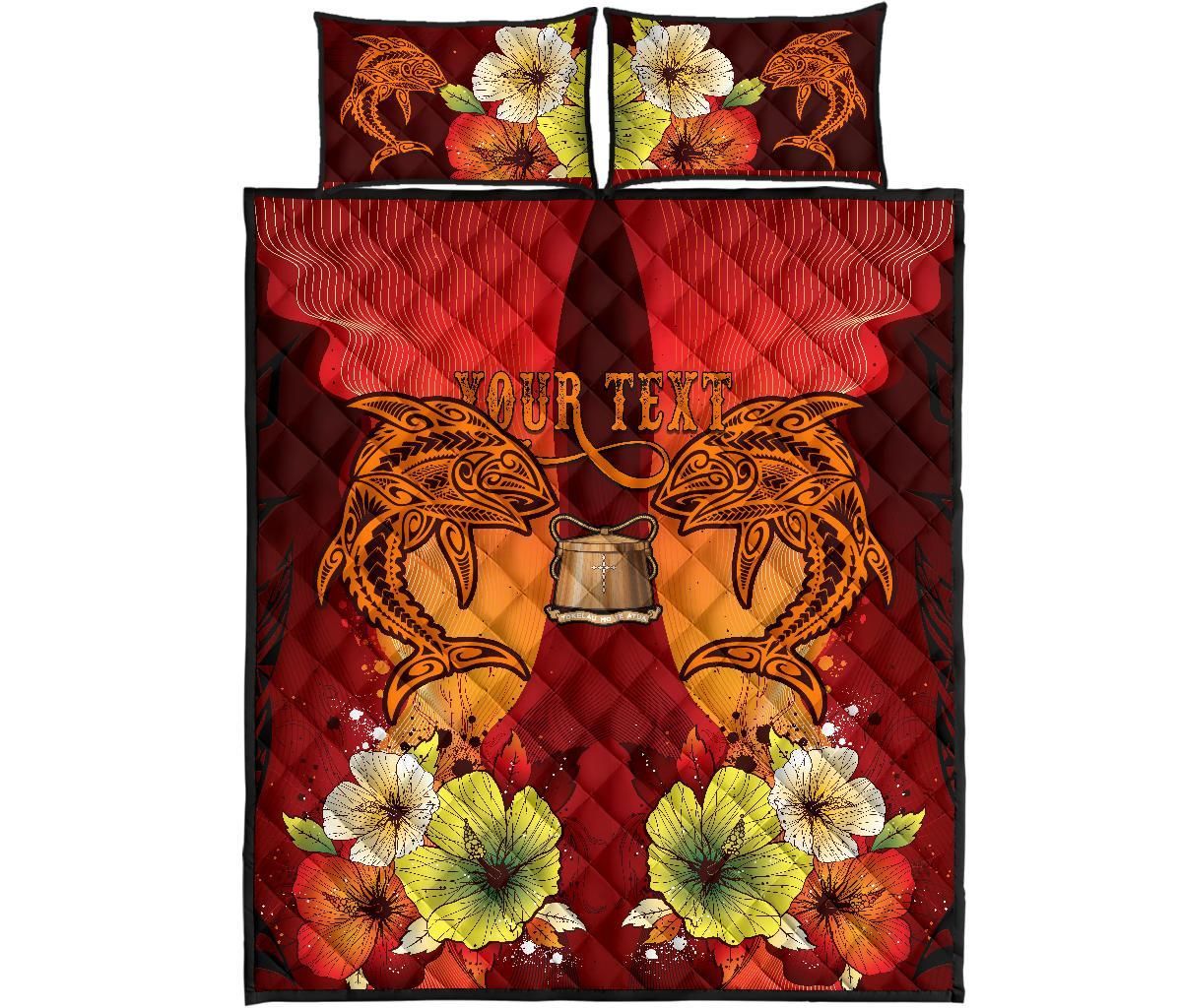 Tokelau Custom Personalised Quilt Bed Sets - Tribal Tuna Fish