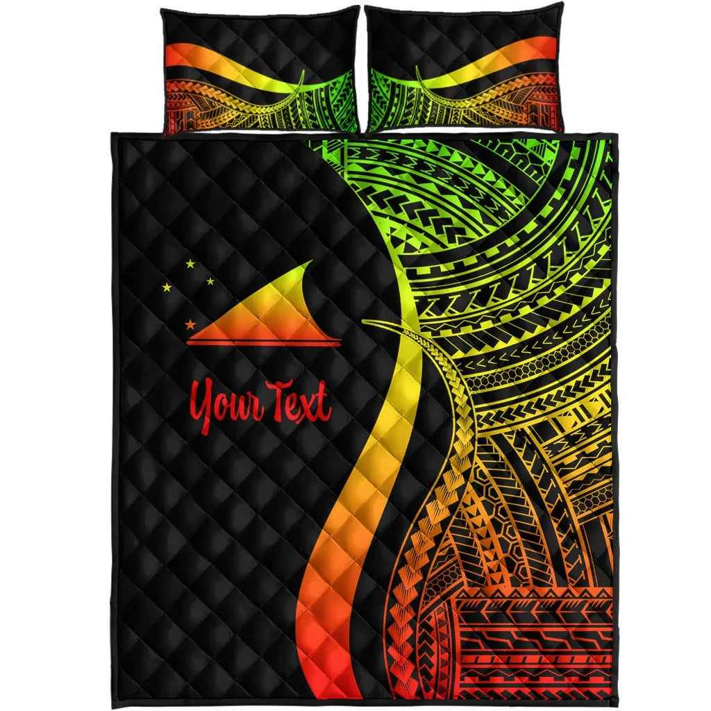 Tokelau Custom Personalised Quilt Bed Set - Reggae Polynesian Tentacle Tribal Pattern