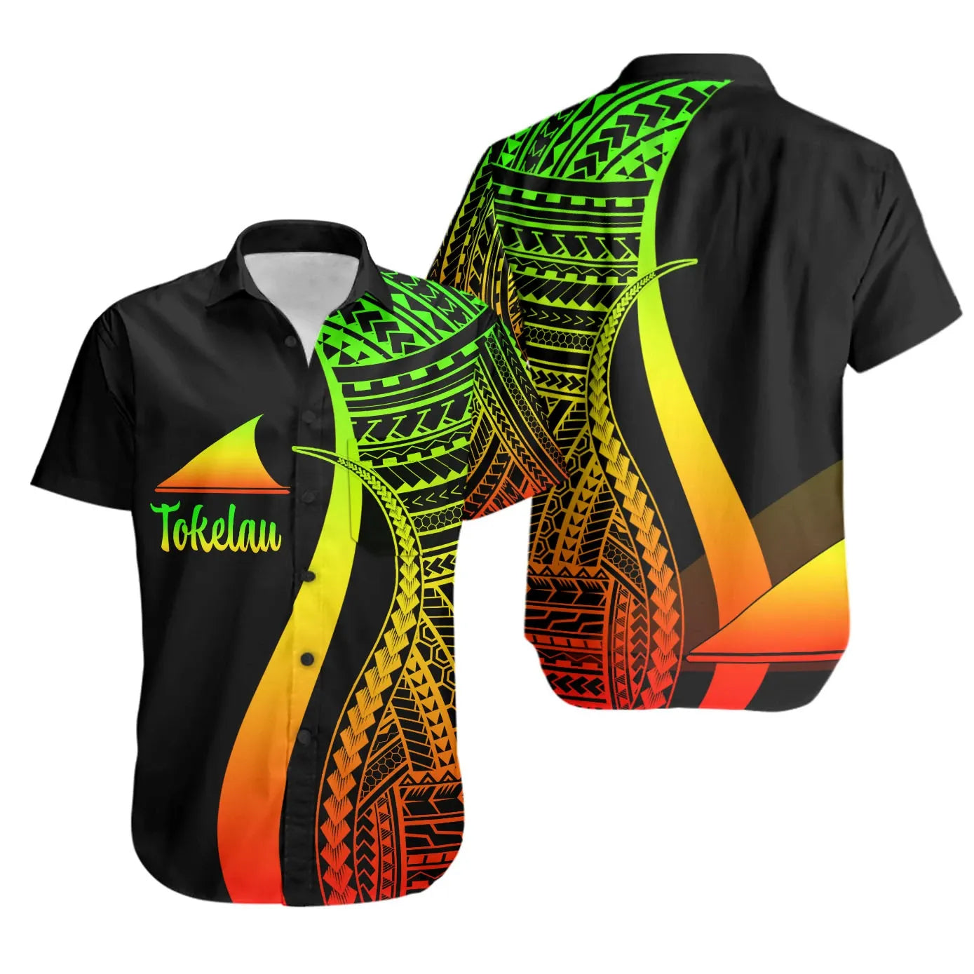 Tokelau Short Sleeve Shirt - Reggae Polynesian Tentacle Tribal Pattern