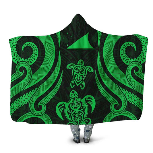 Tokelau Hooded Blanket - Green Tentacle Turtle