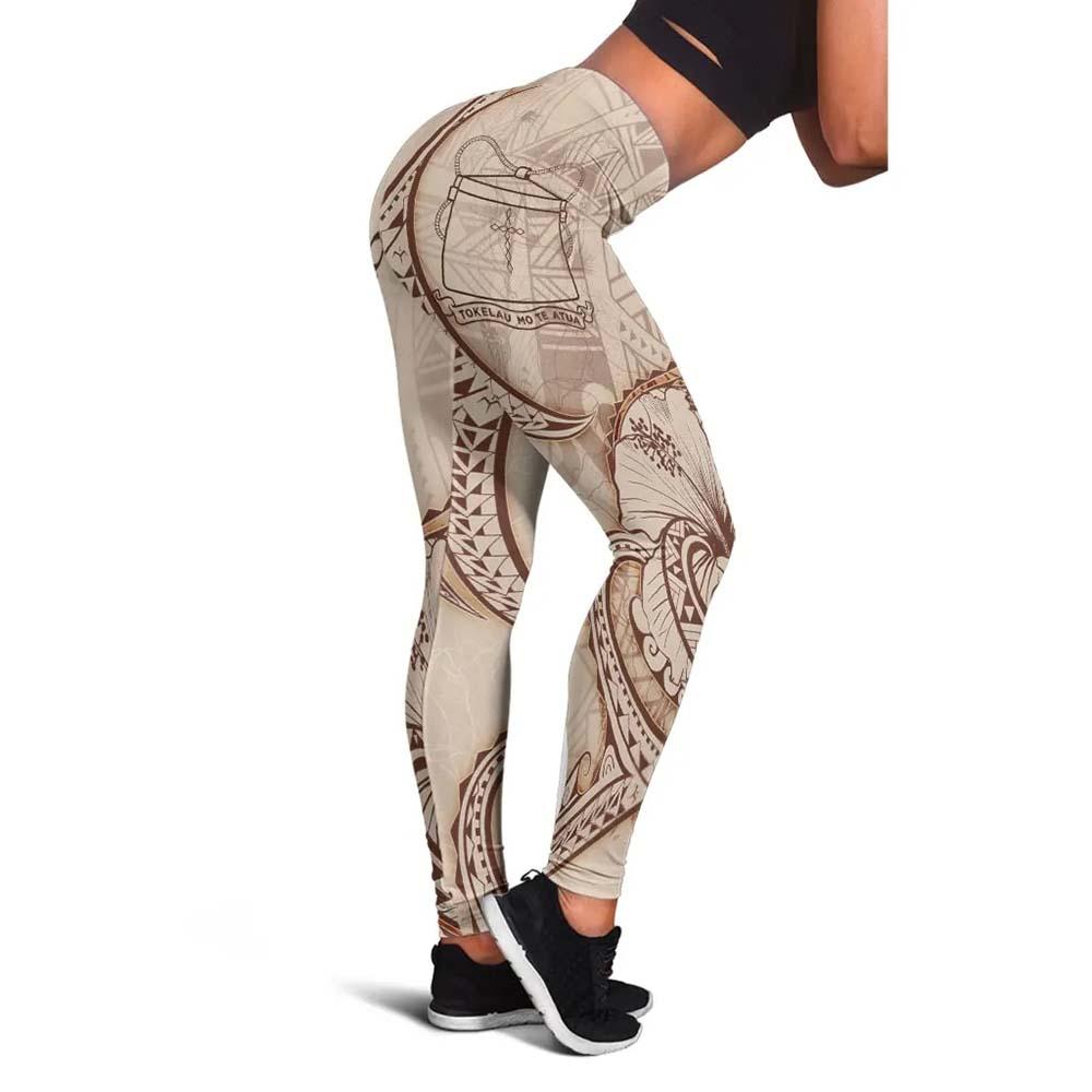 Tokelau Legging - Hibiscus Flowers Vintage Style