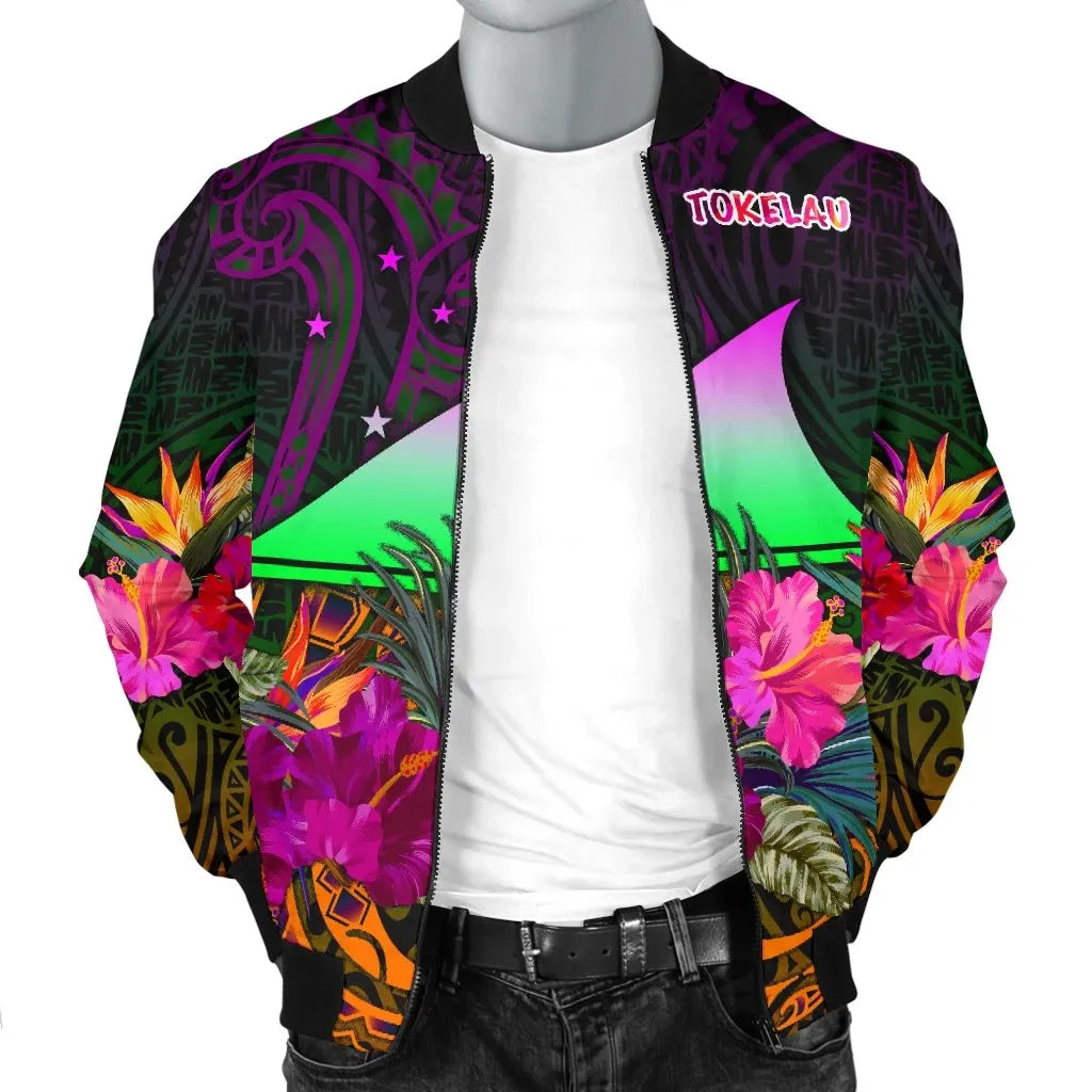 Tokelau Bomber Jacket - Summer Hibiscus