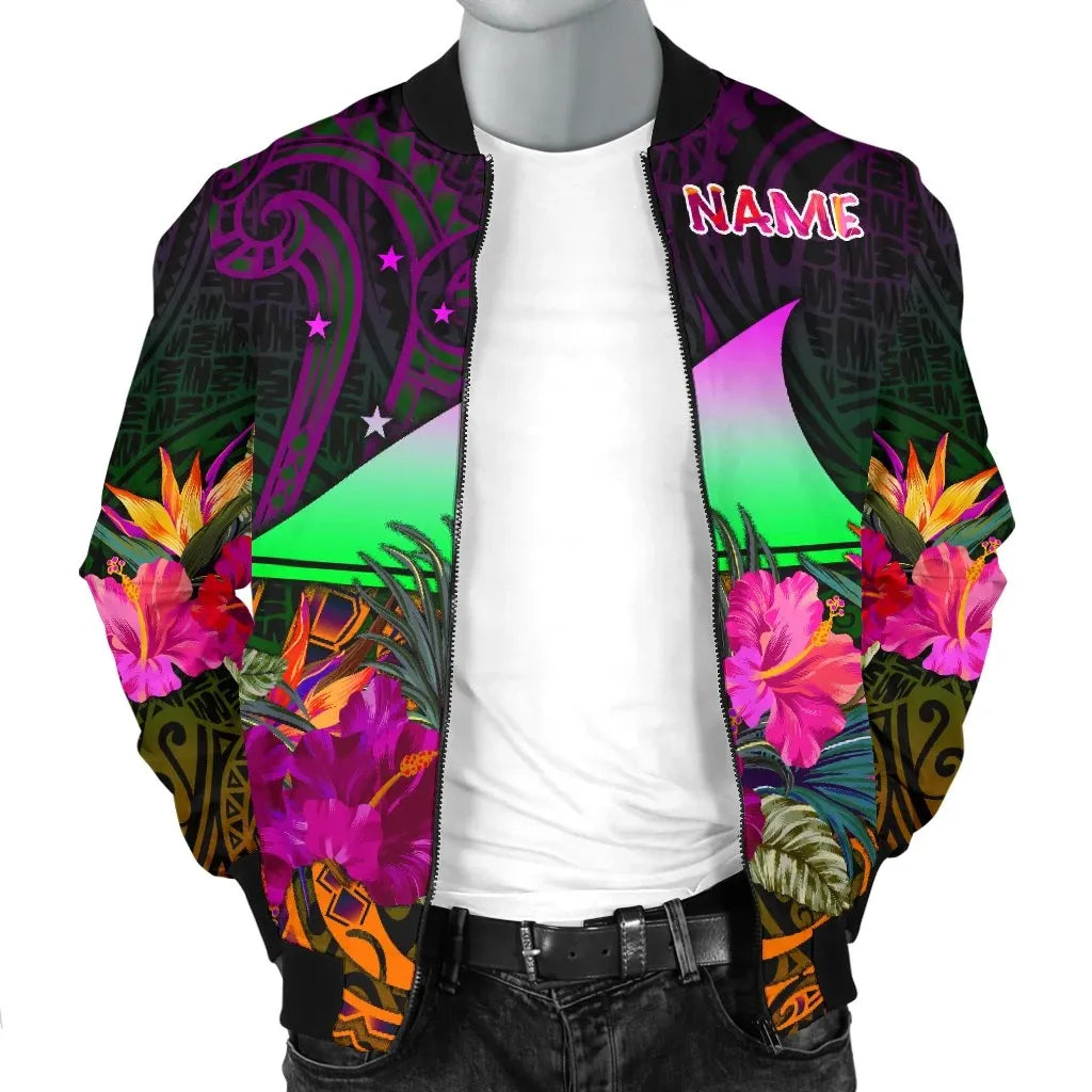 Tokelau Personalised Bomber Jacket - Summer Hibiscus