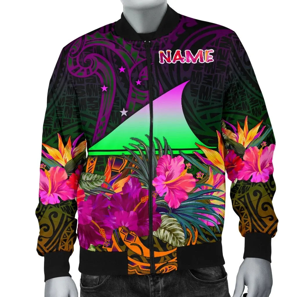 Tokelau Personalised Bomber Jacket - Summer Hibiscus