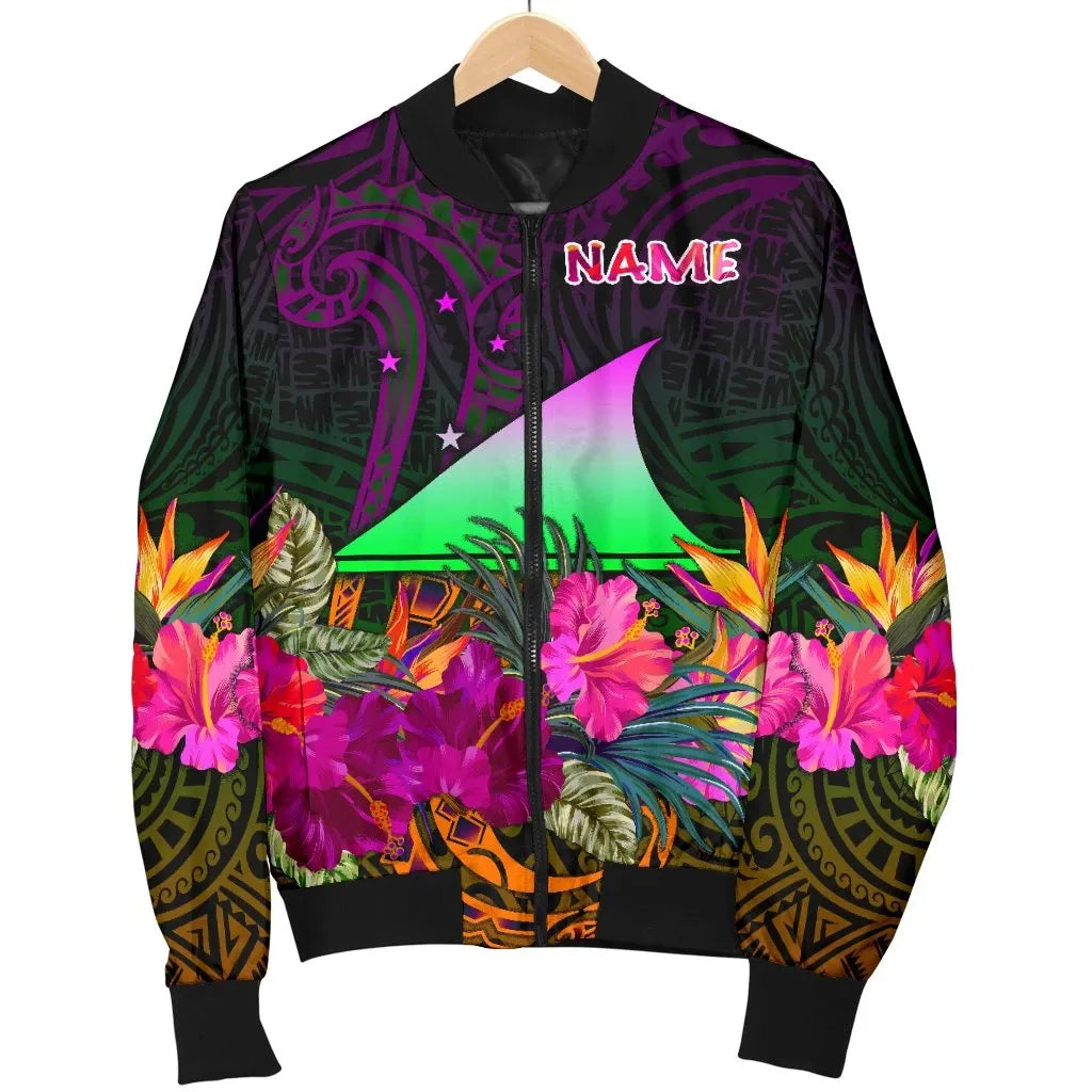 Tokelau Personalised Bomber Jacket - Summer Hibiscus