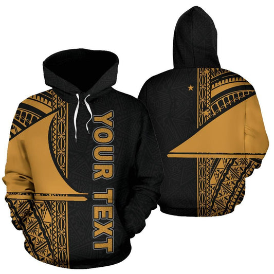 Tokelau Polynesian All Over Custom Personalised Hoodie - Gold Line