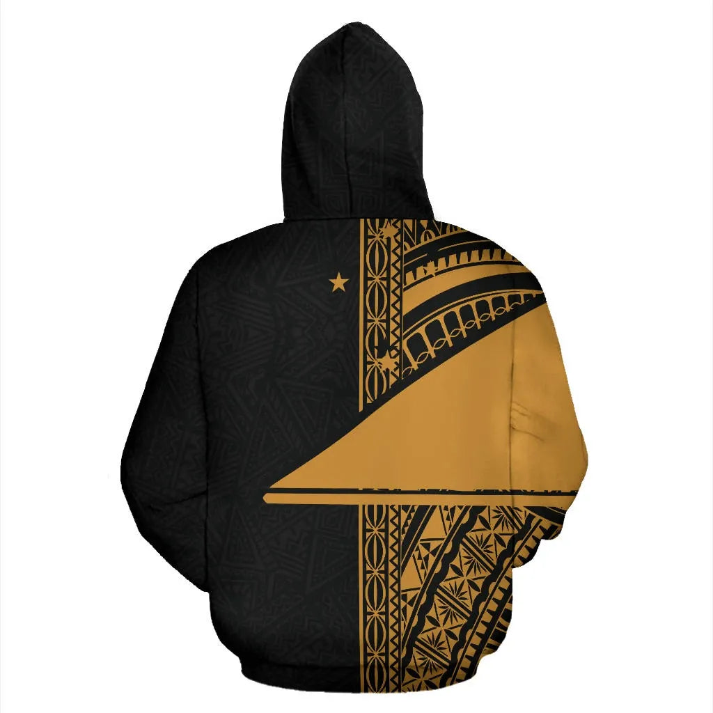 Tokelau Polynesian All Over Custom Personalised Hoodie - Gold Line