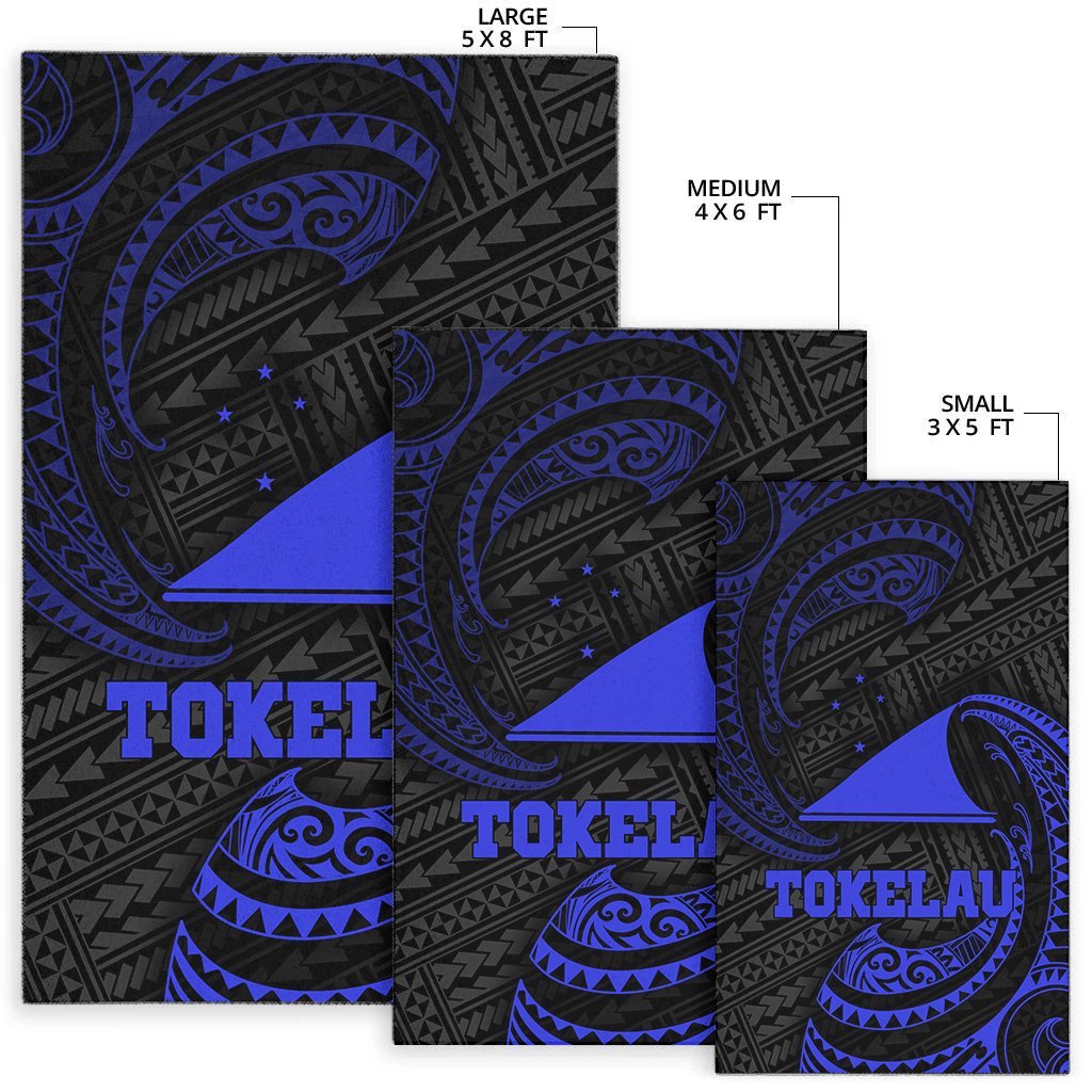 Tokelau Polynesian Area Rug - Blue Tribal Wave