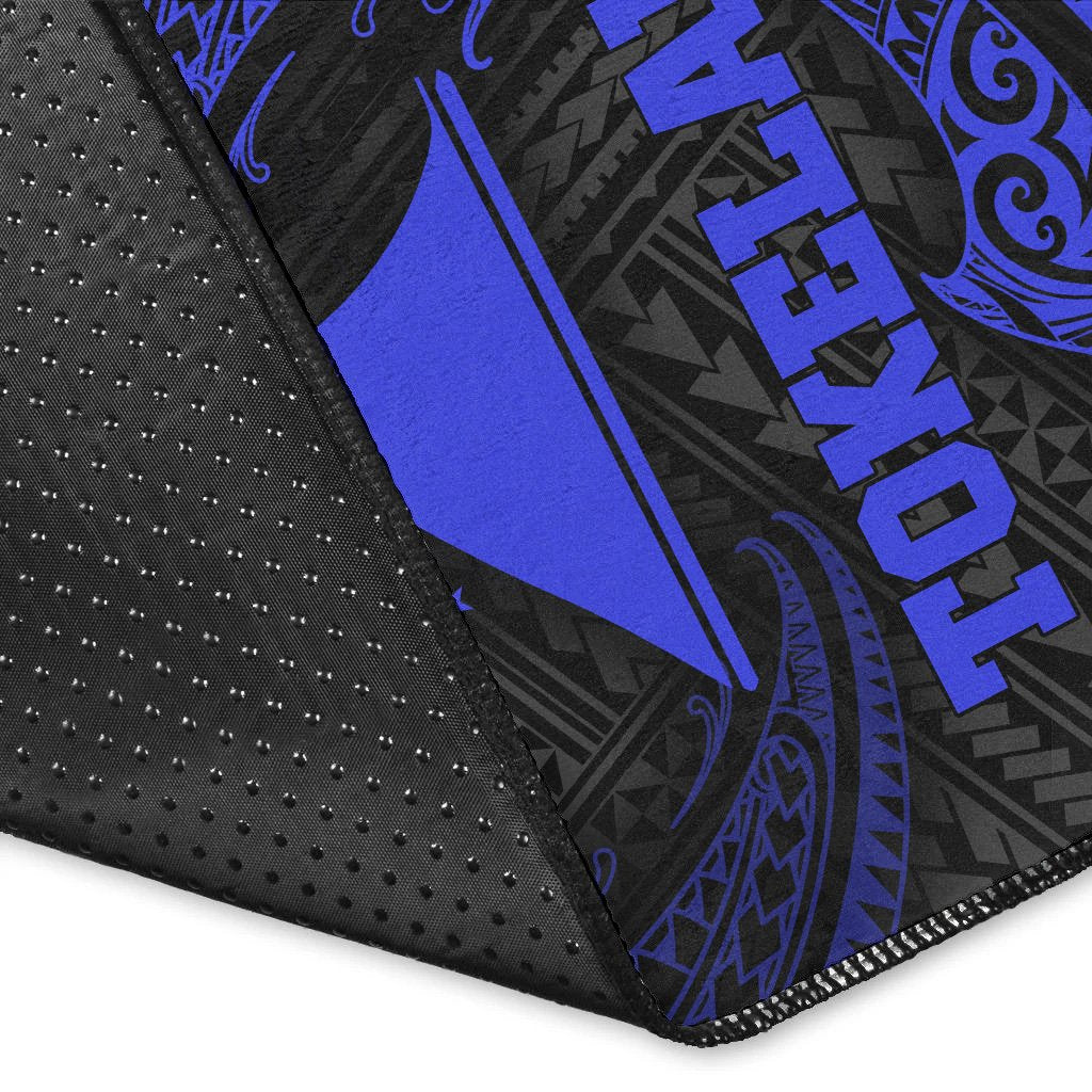 Tokelau Polynesian Area Rug - Blue Tribal Wave