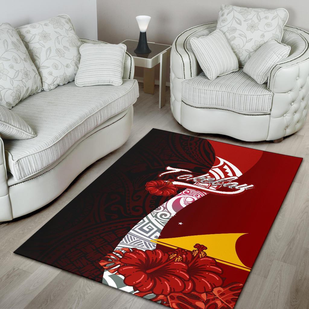 Tokelau Polynesian Area Rug - Coat Of Arm With Hibiscus