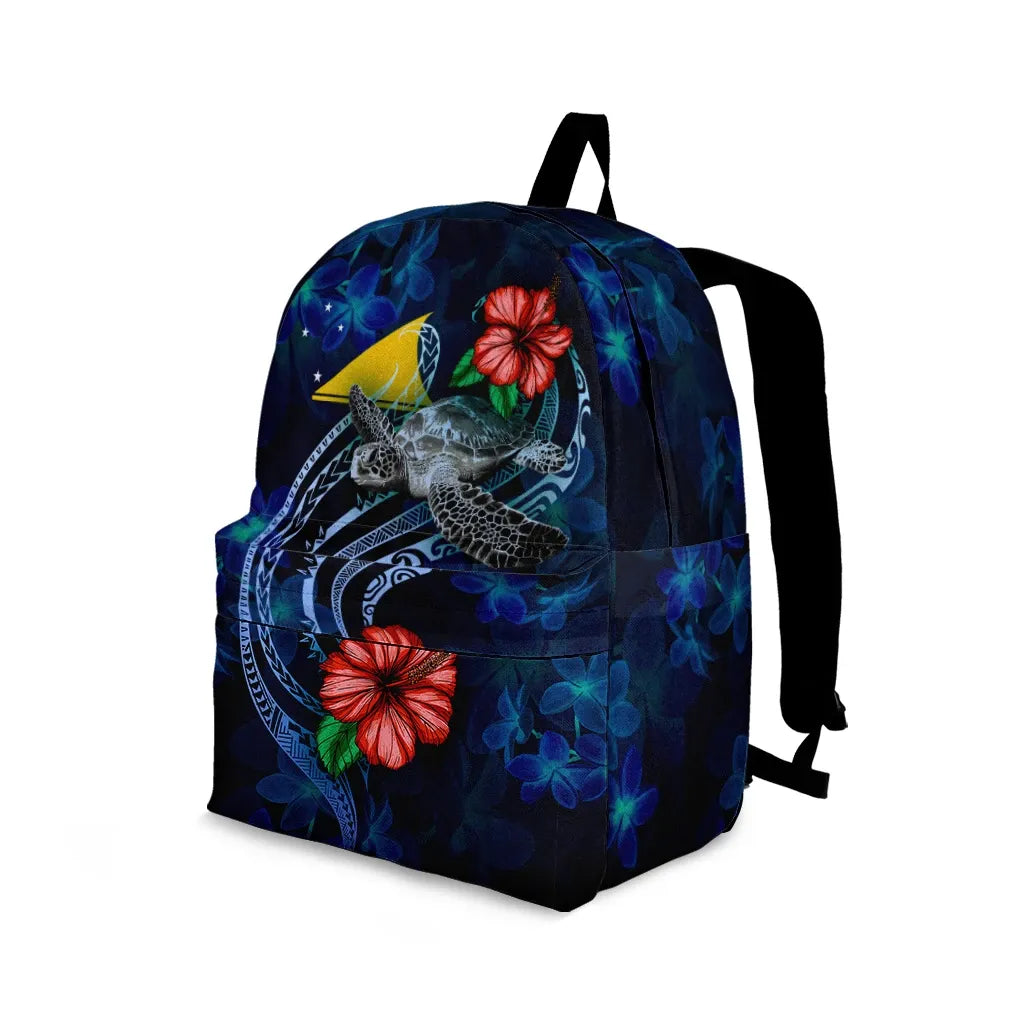Tokelau Polynesian Backpack - Blue Turtle Hibiscus