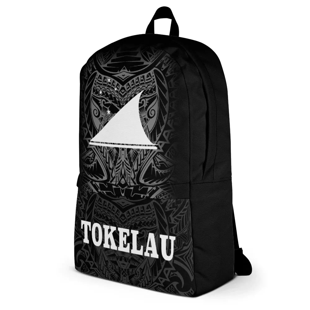 Tokelau Polynesian Backpack - White Tribal Pattern