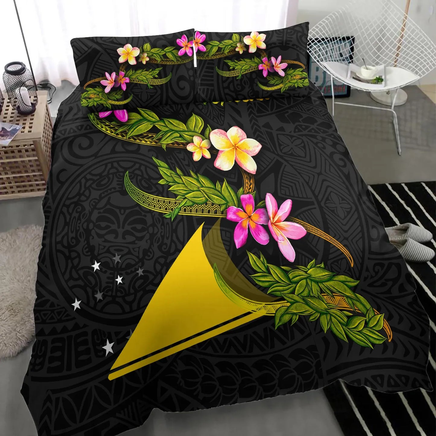 Tokelau Polynesian Bedding Set - Plumeria Tribal