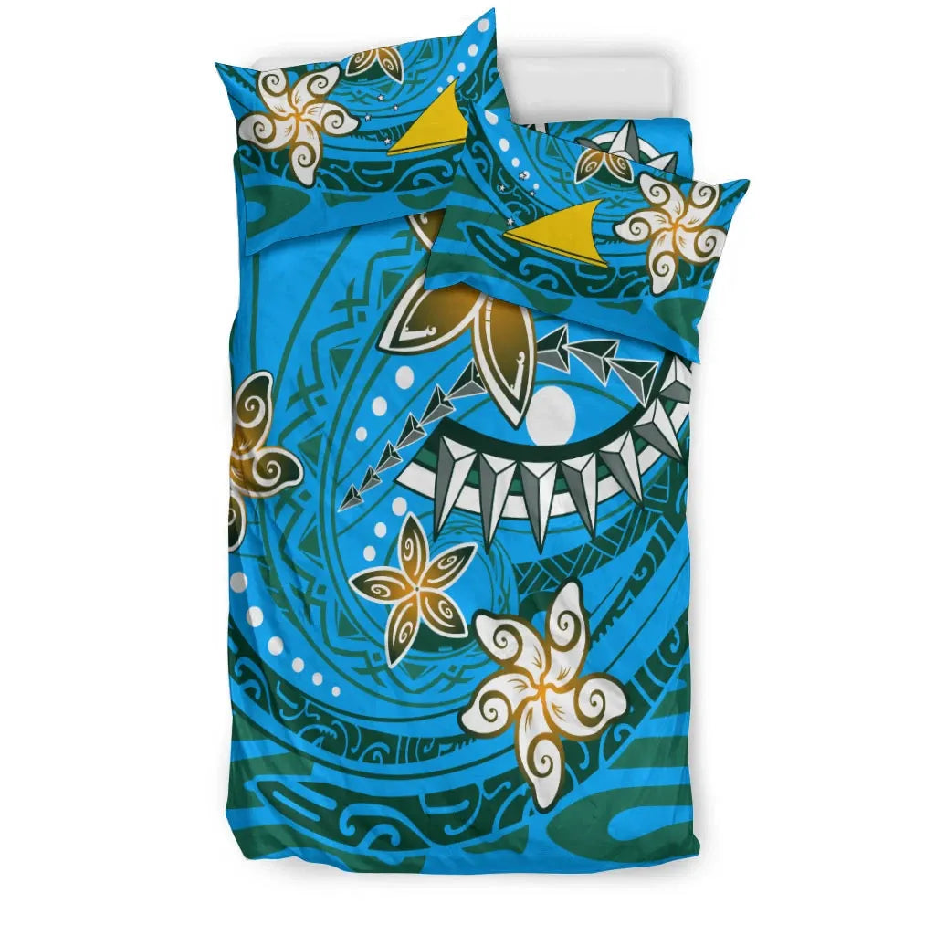 Tokelau Polynesian Bedding Set - Spring Style Blue Color