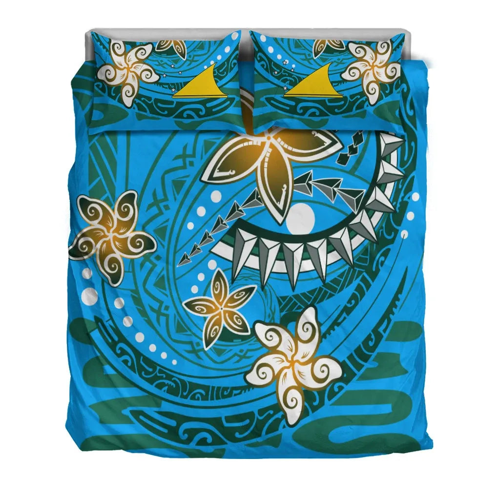 Tokelau Polynesian Bedding Set - Spring Style Blue Color