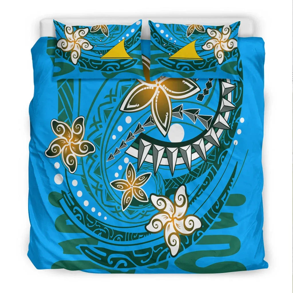 Tokelau Polynesian Bedding Set - Spring Style Blue Color