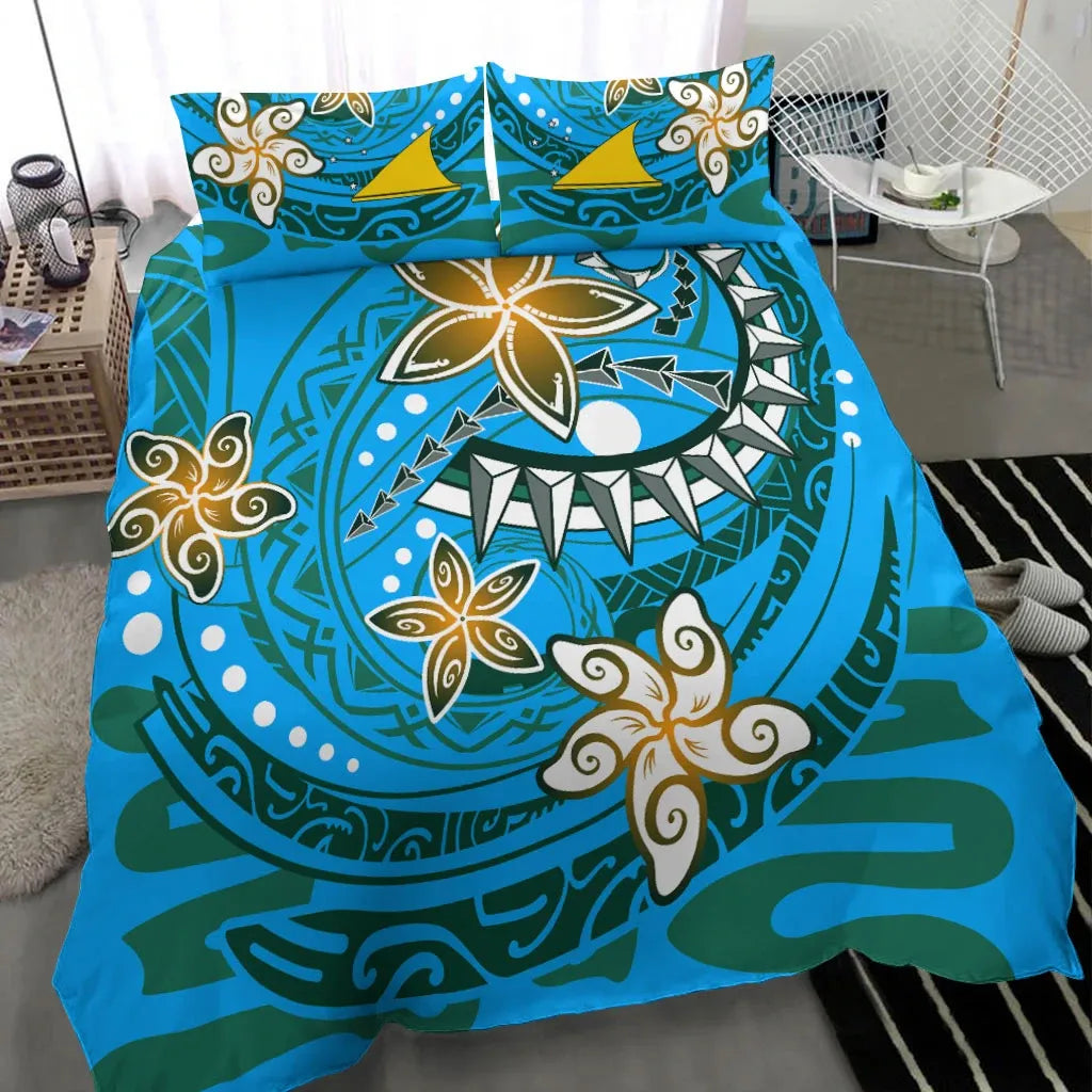 Tokelau Polynesian Bedding Set - Spring Style Blue Color