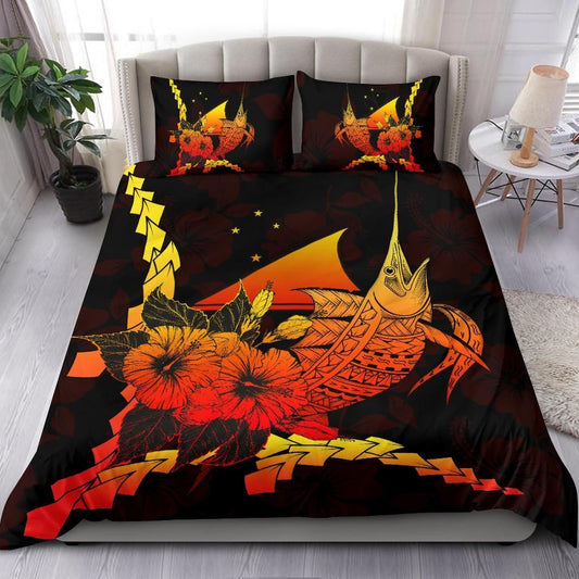 Tokelau Polynesian Bedding Set - Swordfish With Hibiscus