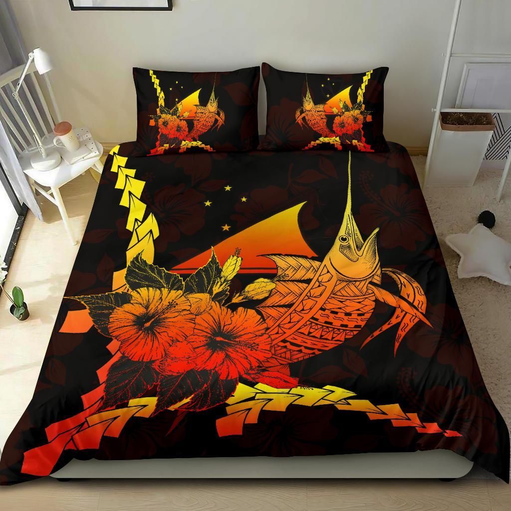 Tokelau Polynesian Bedding Set - Swordfish With Hibiscus