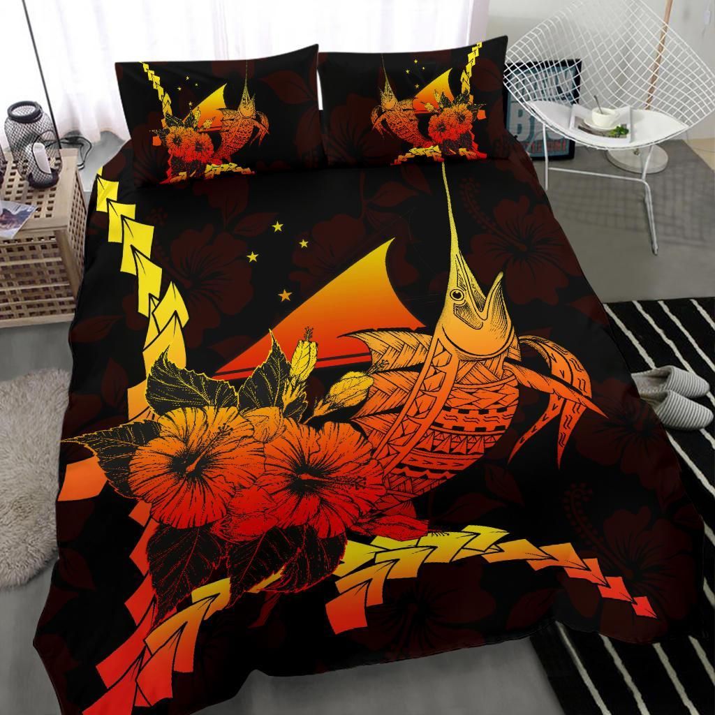 Tokelau Polynesian Bedding Set - Swordfish With Hibiscus