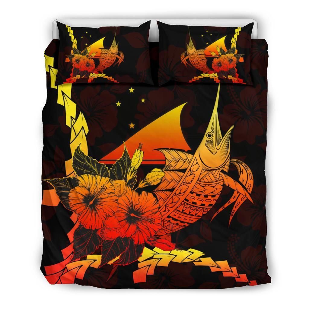 Tokelau Polynesian Bedding Set - Swordfish With Hibiscus