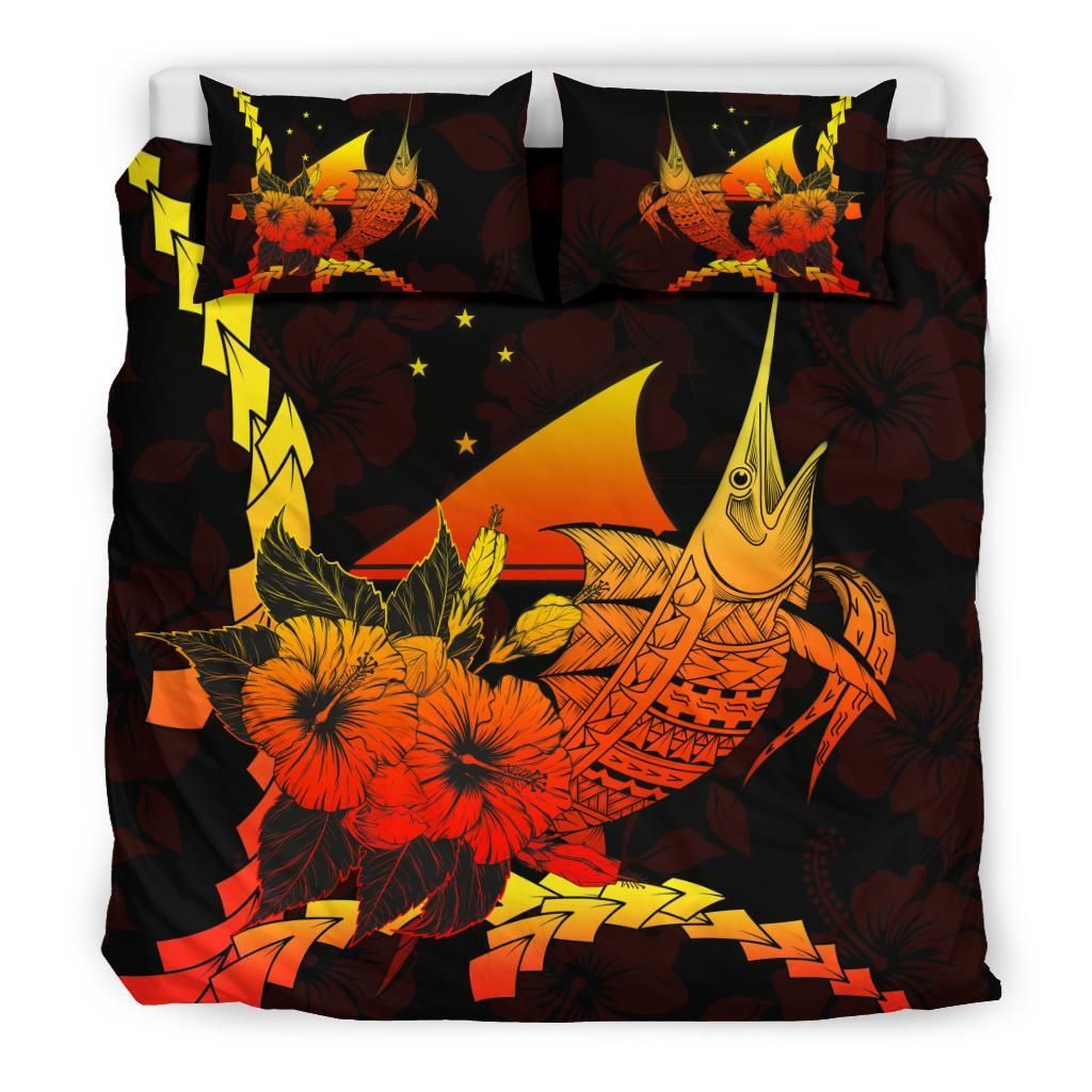 Tokelau Polynesian Bedding Set - Swordfish With Hibiscus
