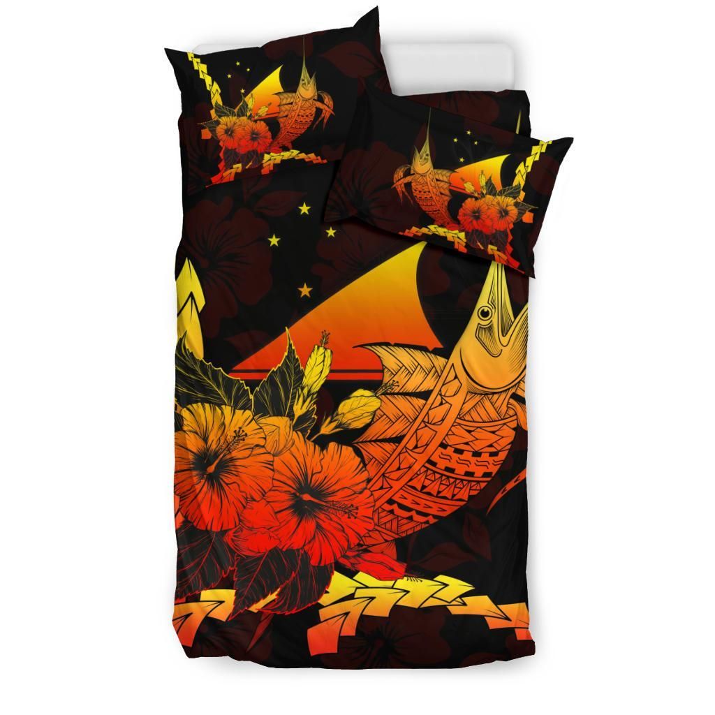 Tokelau Polynesian Bedding Set - Swordfish With Hibiscus