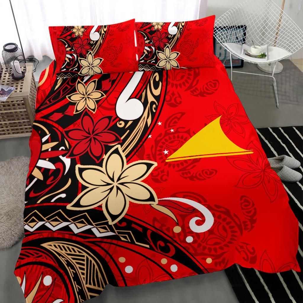 Tokelau Polynesian Bedding Set - Tribal Flower With Special Turtles Red Color
