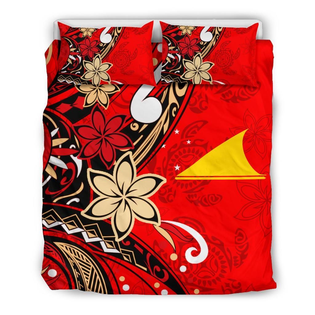 Tokelau Polynesian Bedding Set - Tribal Flower With Special Turtles Red Color