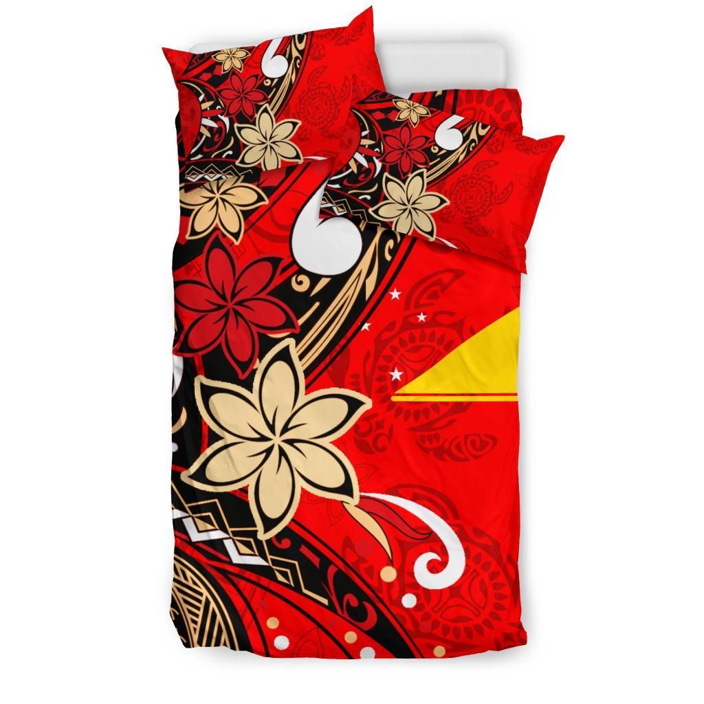 Tokelau Polynesian Bedding Set - Tribal Flower With Special Turtles Red Color