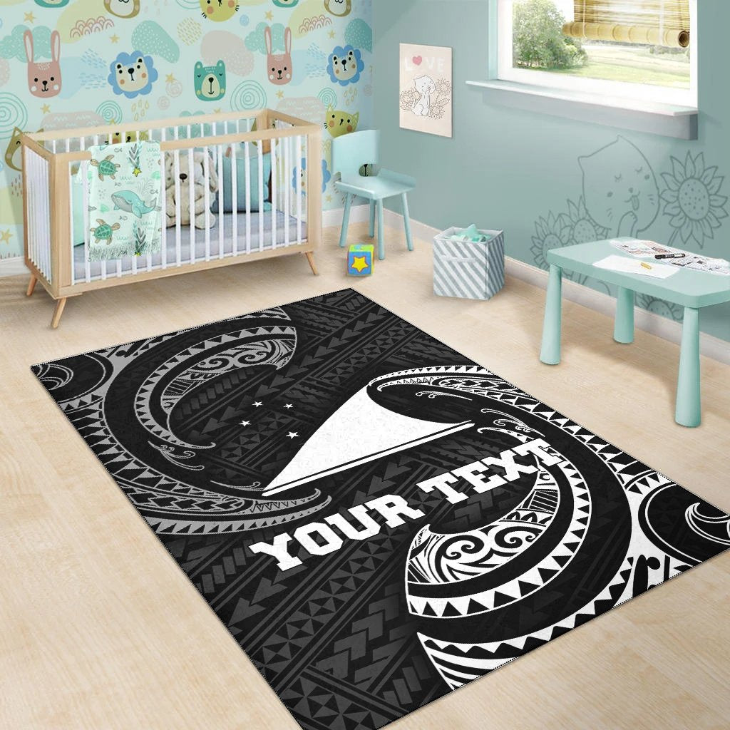 Tokelau Polynesian Custom Personalised Area Rug - White Tribal Wave