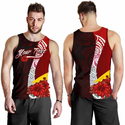 Tokelau Polynesian Custom Personalised Men Tank Top - Coat Of Arm With Hibiscus