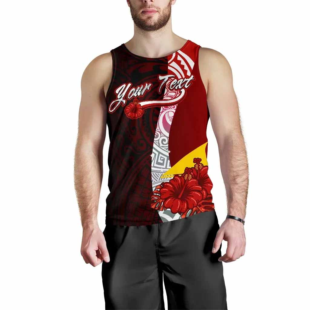 Tokelau Polynesian Custom Personalised Men Tank Top - Coat Of Arm With Hibiscus