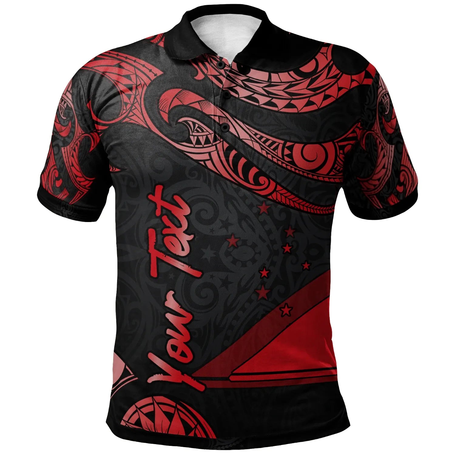 Tokelau Polynesian Custom Personalised Polo Shirt - Poly Tattoo Red Version