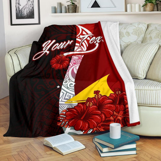 Tokelau Polynesian Custom Personalised Premium Blanket - Coat Of Arm With Hibiscus