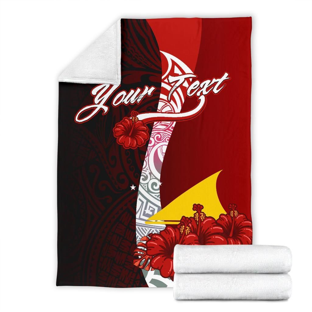 Tokelau Polynesian Custom Personalised Premium Blanket - Coat Of Arm With Hibiscus