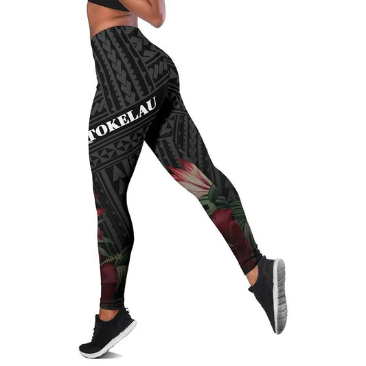 Tokelau Polynesian Legging - Tropical Vintage Hibiscus