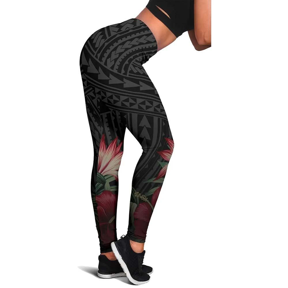 Tokelau Polynesian Legging - Tropical Vintage Hibiscus
