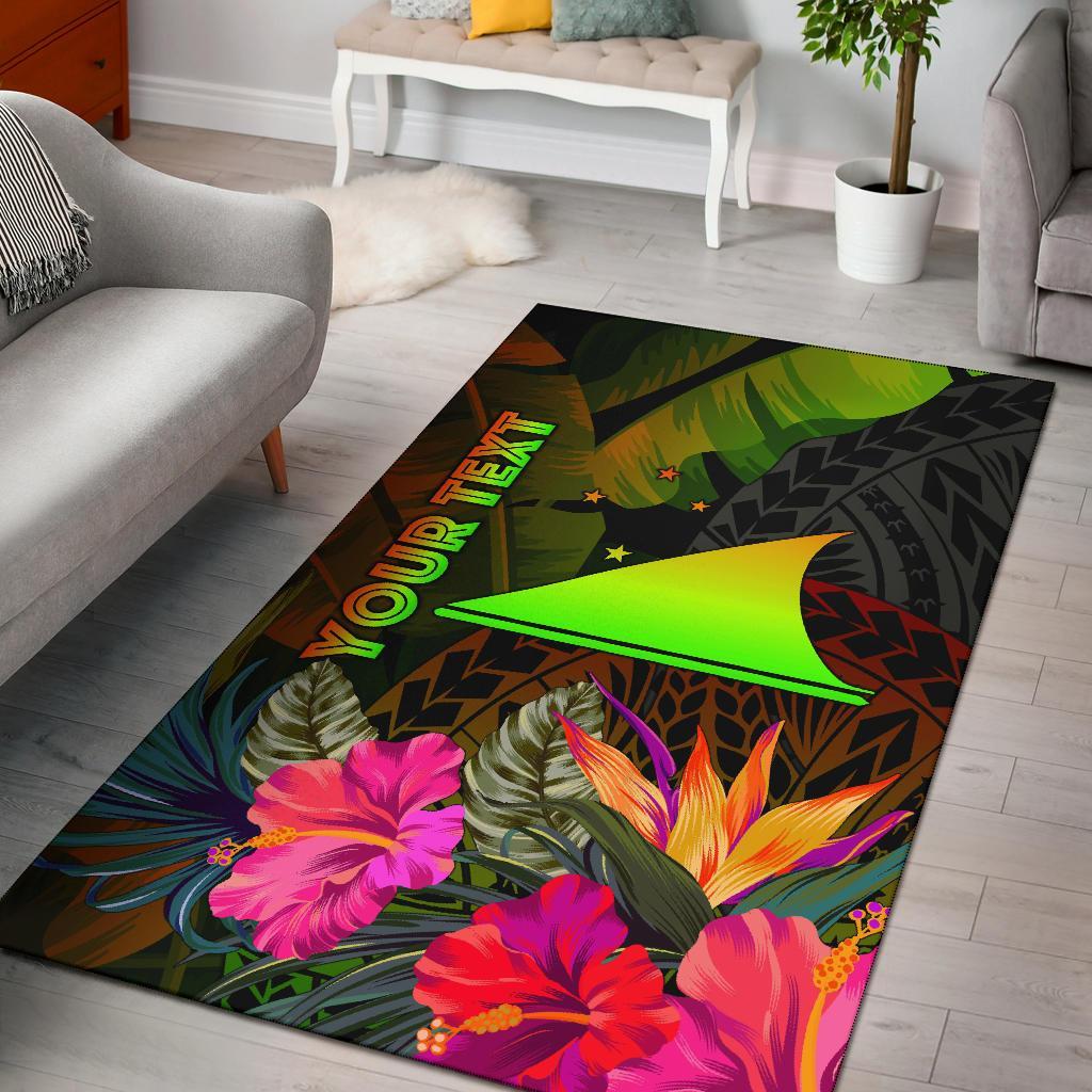 Tokelau Polynesian Personalised Area Rug - Hibiscus and Banana Leaves
