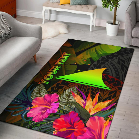 Tokelau Polynesian Personalised Area Rug - Hibiscus and Banana Leaves