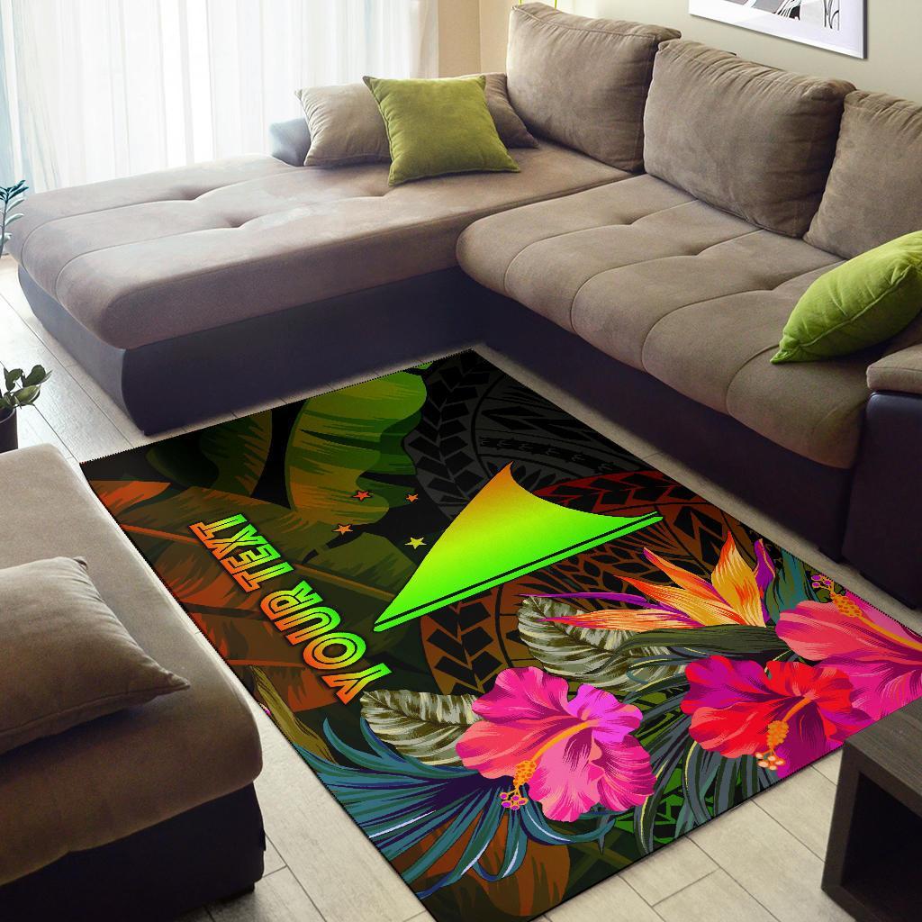Tokelau Polynesian Personalised Area Rug - Hibiscus and Banana Leaves