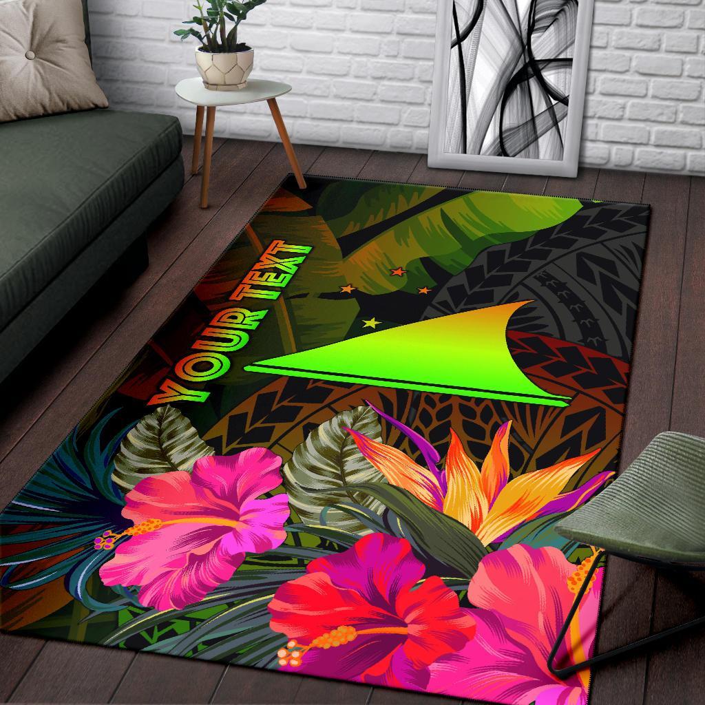 Tokelau Polynesian Personalised Area Rug - Hibiscus and Banana Leaves