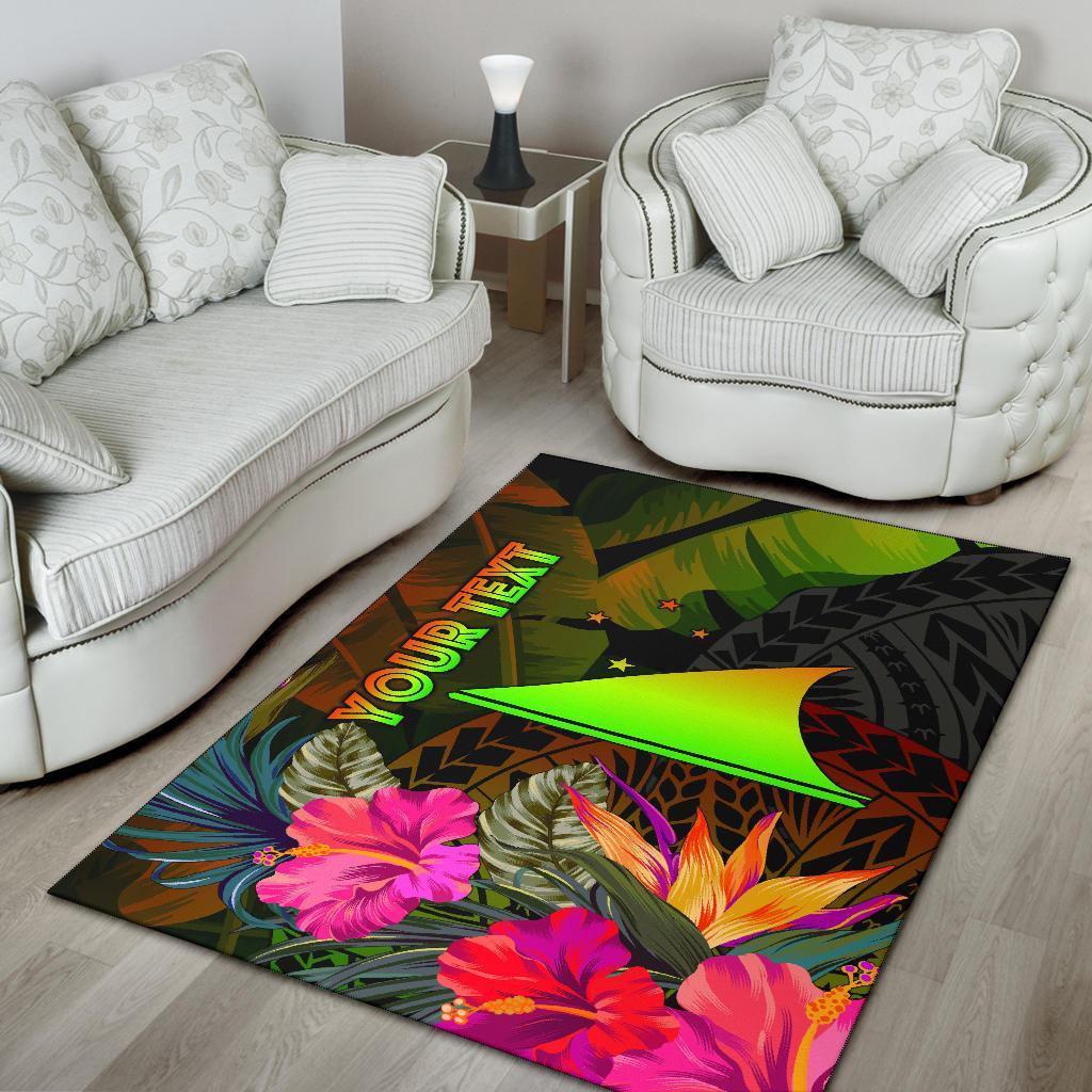 Tokelau Polynesian Personalised Area Rug - Hibiscus and Banana Leaves