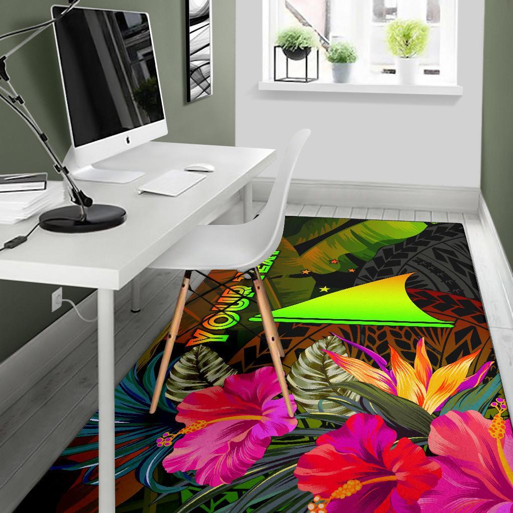 Tokelau Polynesian Personalised Area Rug - Hibiscus and Banana Leaves