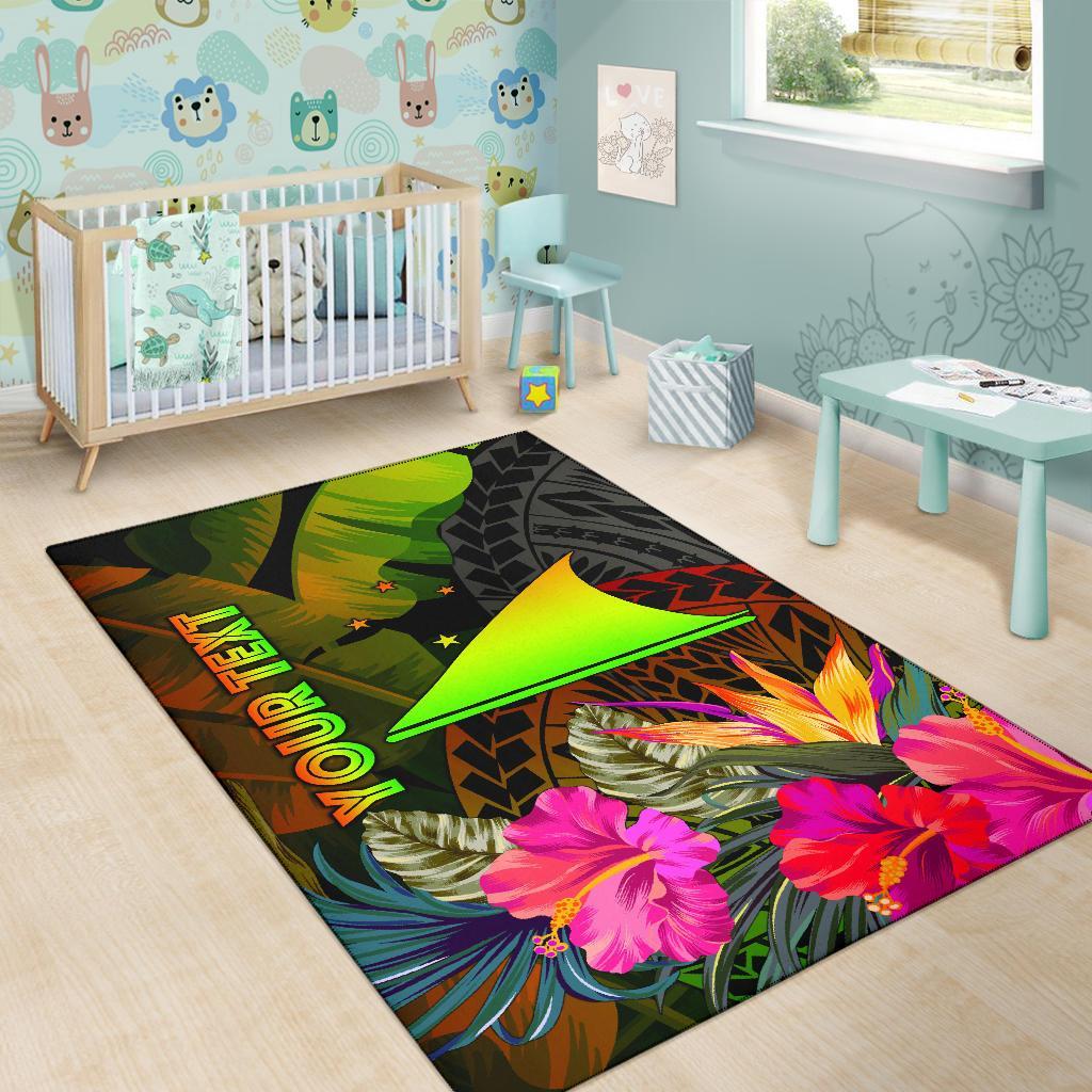 Tokelau Polynesian Personalised Area Rug - Hibiscus and Banana Leaves