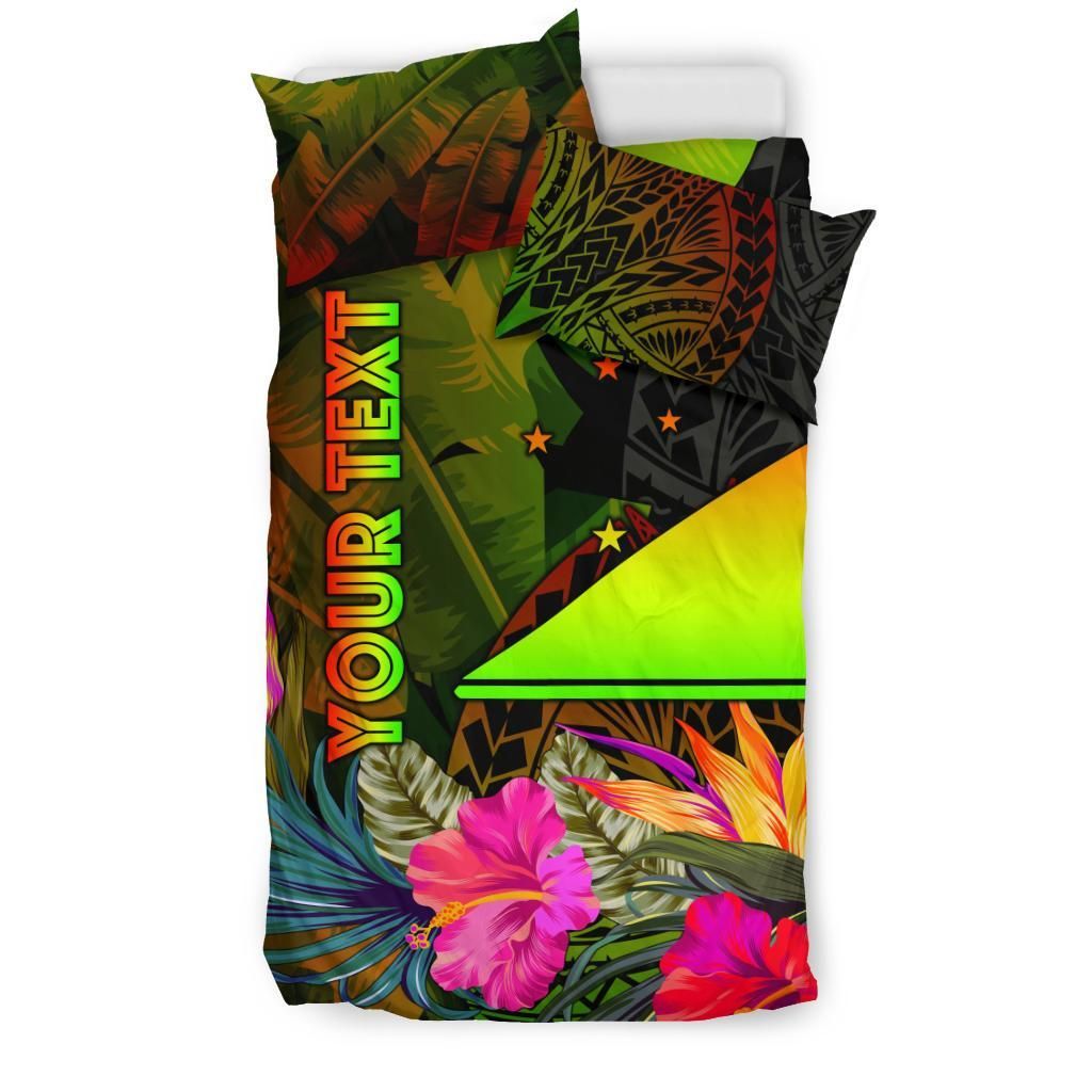 Tokelau Polynesian Personalised Bedding Set - Hibiscus And Banana Leaves