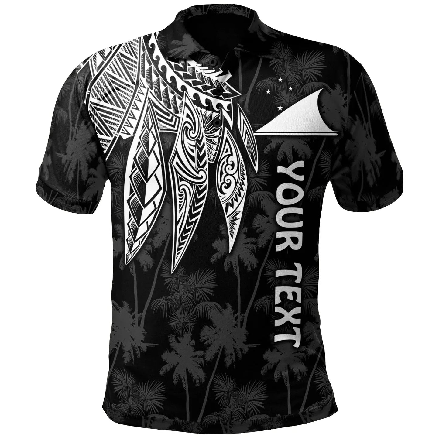 Tokelau Polynesian Personalised Polo - Polynesian Wings (White)